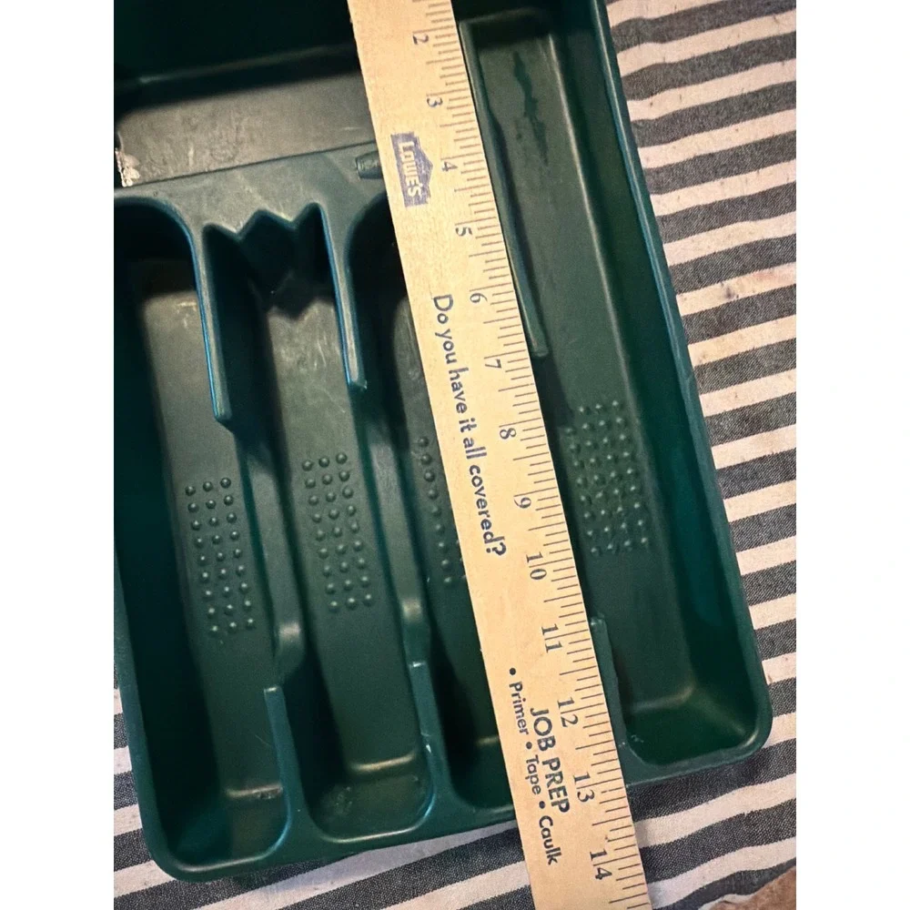 Vintage Rubbermaid Forest Green Cutlery Drawer Organizer 5 Slot Utensil Tray